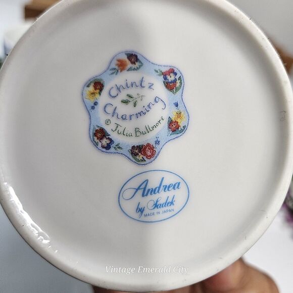 Vtg Chintz Charming Andrea Sadek Julia Bullmore Mug Set Of 4 Cups Japan Floral - Picture 6 of 11